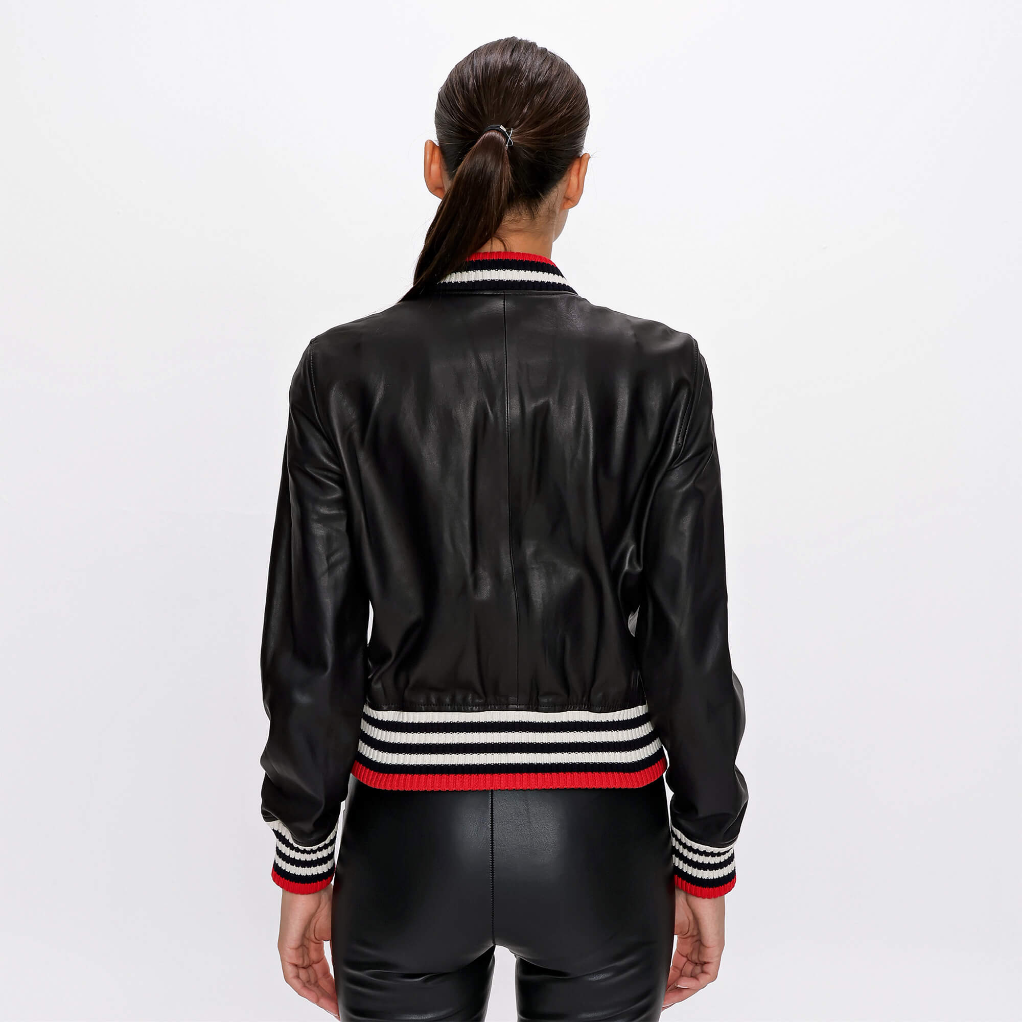 Gucci - Black Leather Zıp Jacket